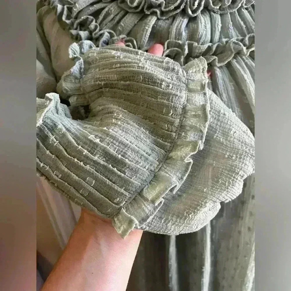 Zara kids sage green ruffled dress - Picture 4 of 7